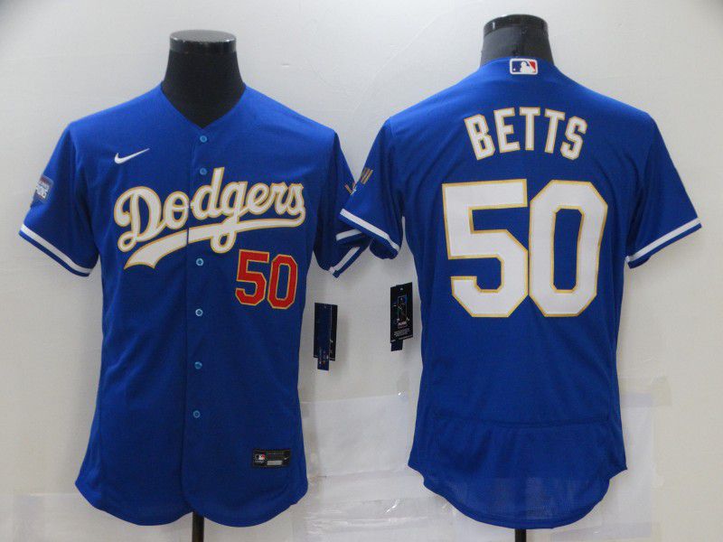 Men Los Angeles Dodgers #50 Betts Blue Elite 2021 Nike MLB Jersey